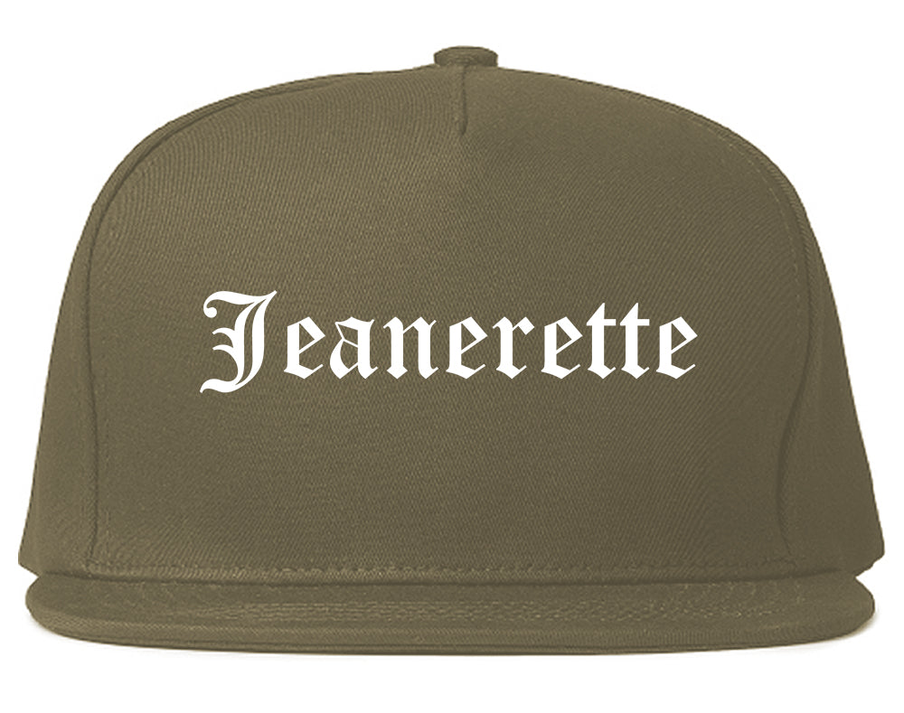 Jeanerette Louisiana LA Old English Mens Snapback Hat Grey