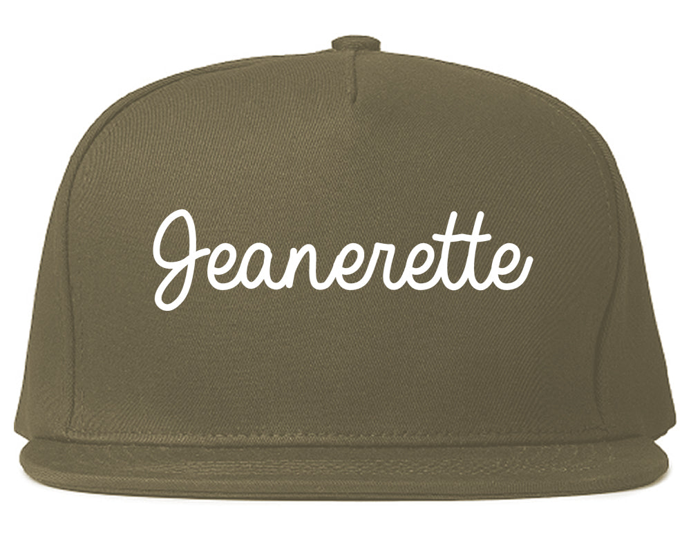Jeanerette Louisiana LA Script Mens Snapback Hat Grey