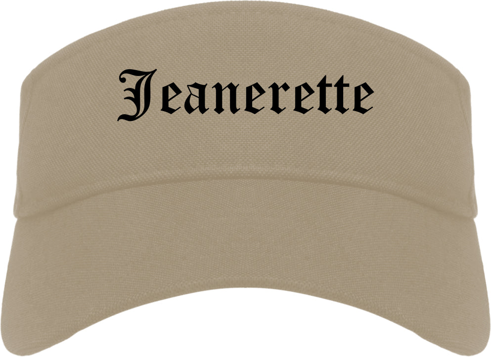 Jeanerette Louisiana LA Old English Mens Visor Cap Hat Khaki