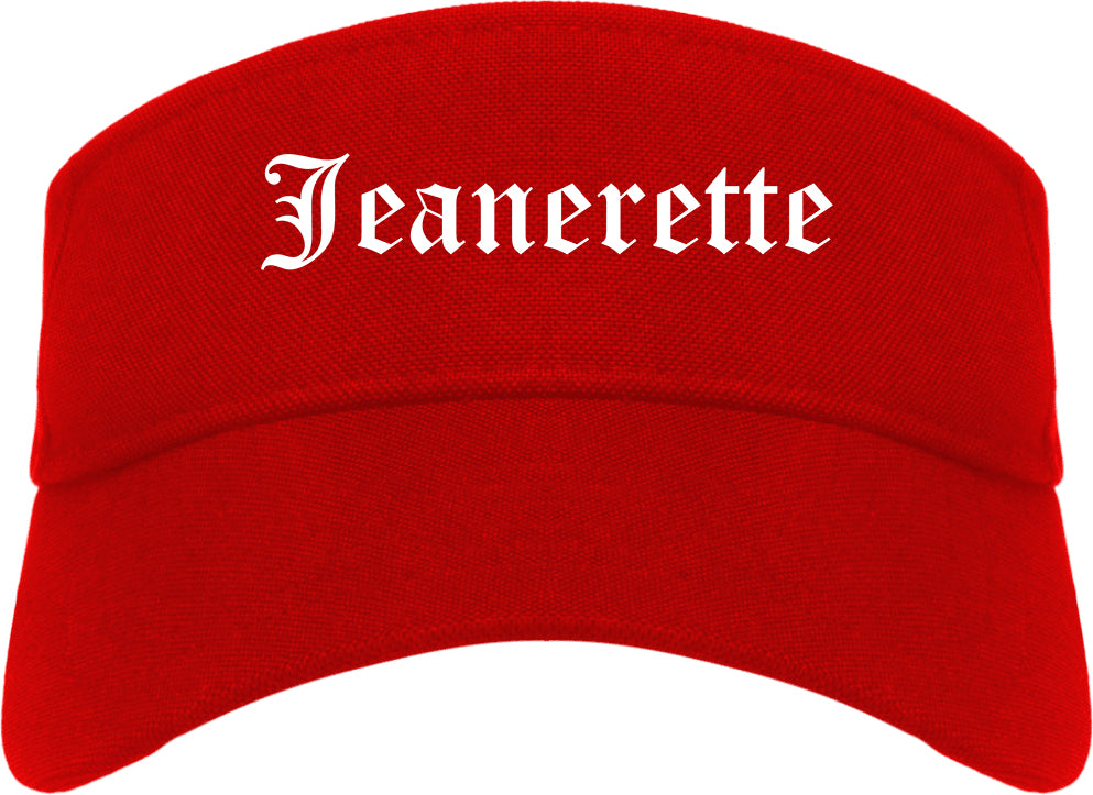 Jeanerette Louisiana LA Old English Mens Visor Cap Hat Red
