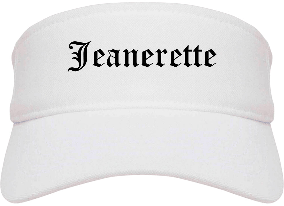 Jeanerette Louisiana LA Old English Mens Visor Cap Hat White