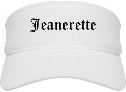 Jeanerette Louisiana LA Old English Mens Visor Cap Hat White