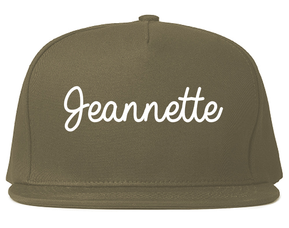 Jeannette Pennsylvania PA Script Mens Snapback Hat Grey