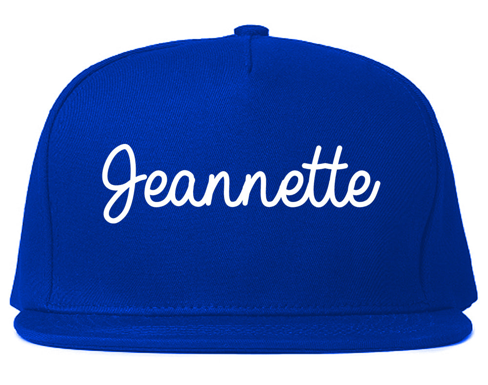 Jeannette Pennsylvania PA Script Mens Snapback Hat Royal Blue