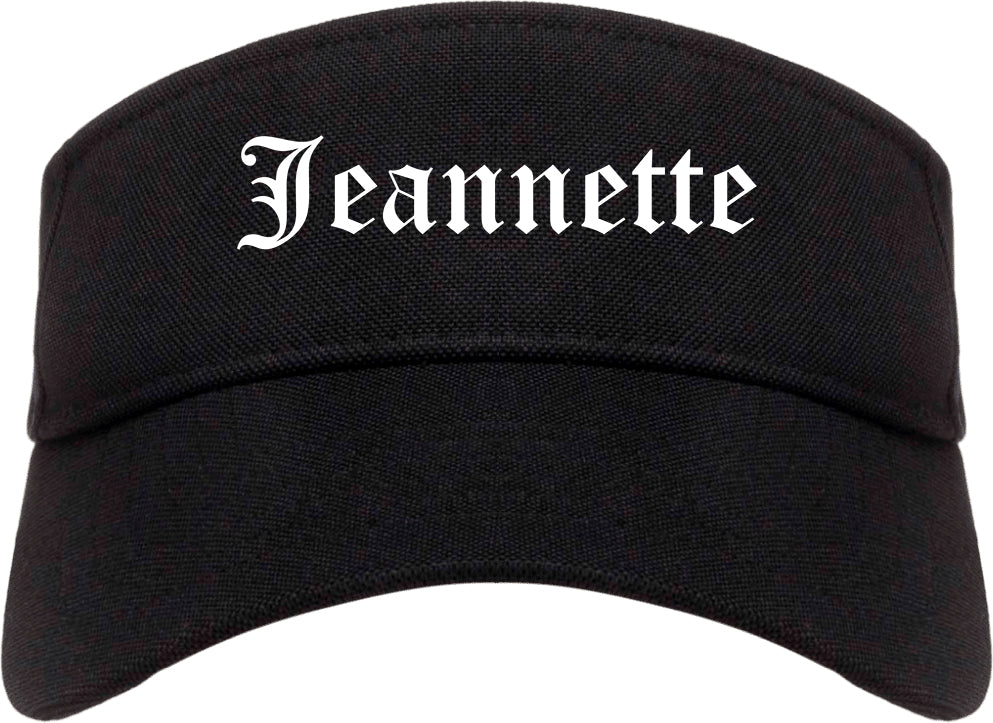 Jeannette Pennsylvania PA Old English Mens Visor Cap Hat Black