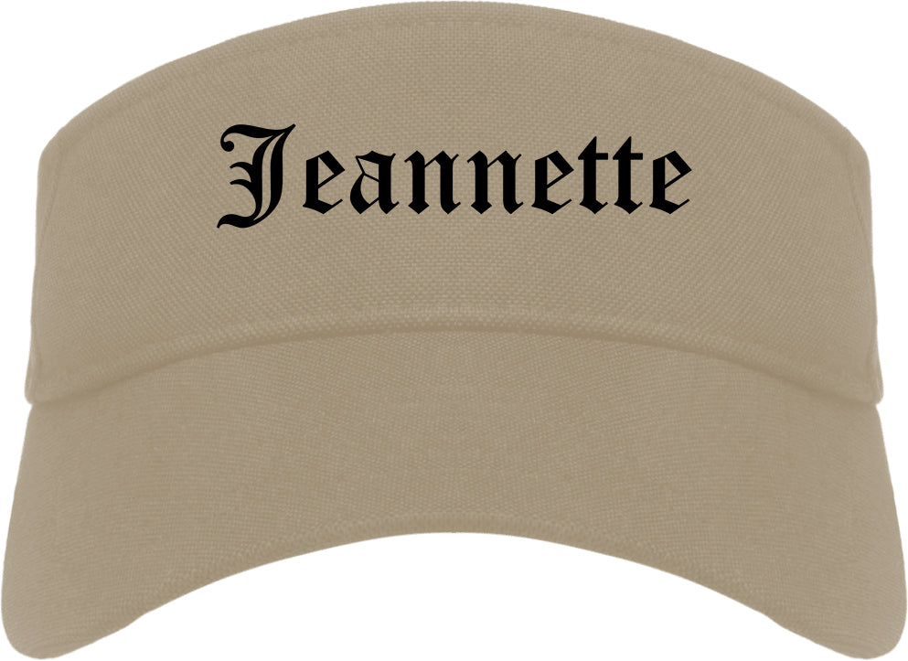 Jeannette Pennsylvania PA Old English Mens Visor Cap Hat Khaki
