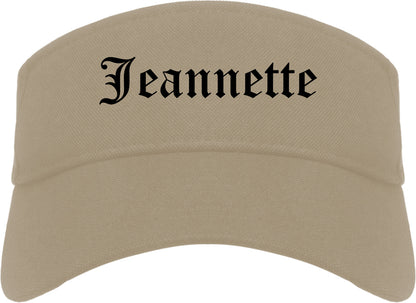 Jeannette Pennsylvania PA Old English Mens Visor Cap Hat Khaki