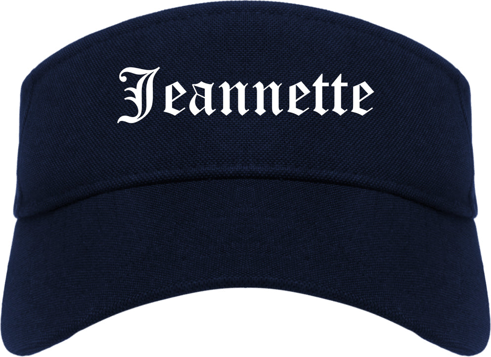 Jeannette Pennsylvania PA Old English Mens Visor Cap Hat Navy Blue
