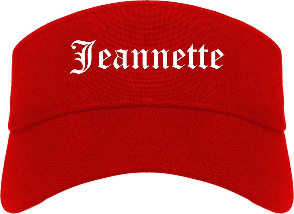 Jeannette Pennsylvania PA Old English Mens Visor Cap Hat Red