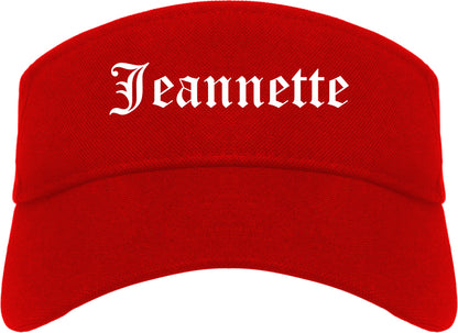 Jeannette Pennsylvania PA Old English Mens Visor Cap Hat Red