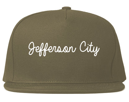 Jefferson City Missouri MO Script Mens Snapback Hat Grey