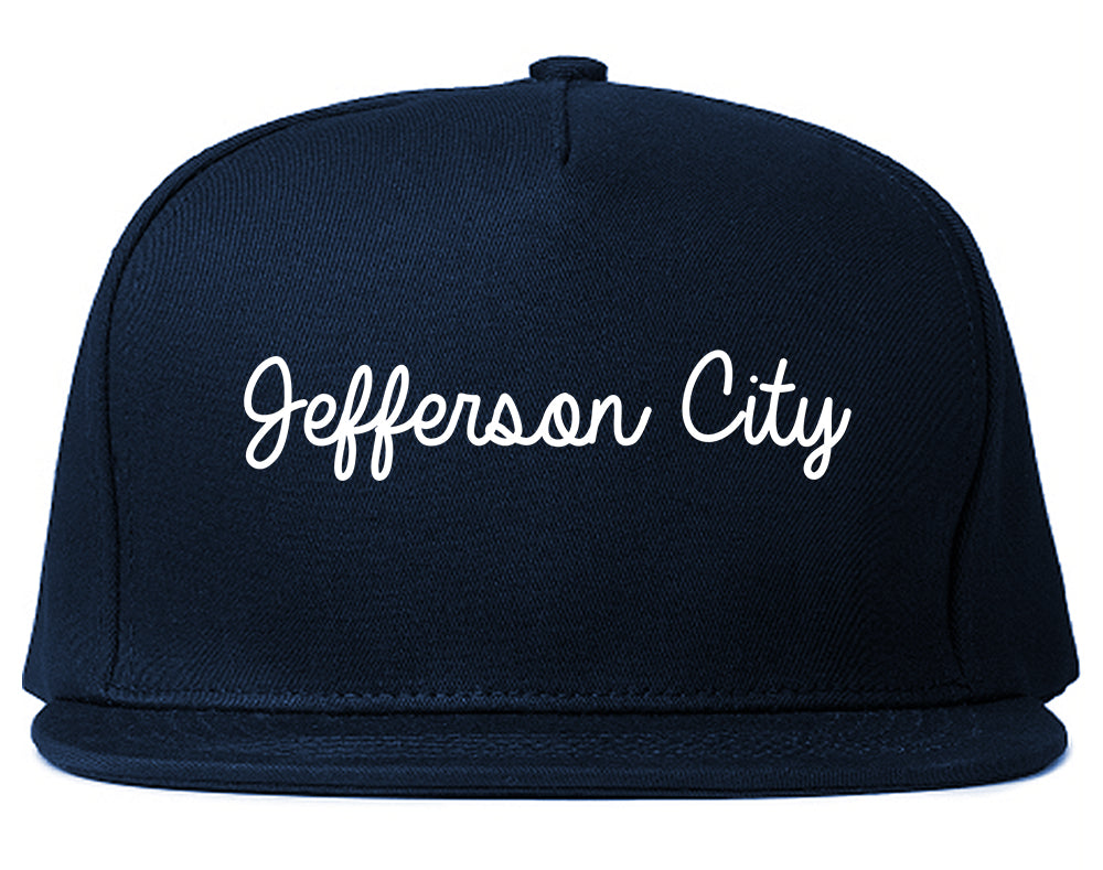 Jefferson City Missouri MO Script Mens Snapback Hat Navy Blue