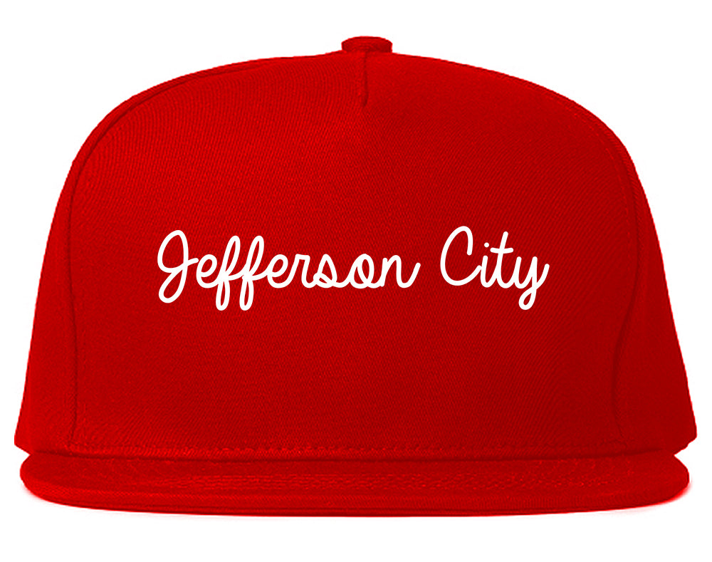 Jefferson City Missouri MO Script Mens Snapback Hat Red