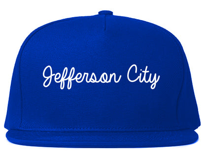 Jefferson City Missouri MO Script Mens Snapback Hat Royal Blue