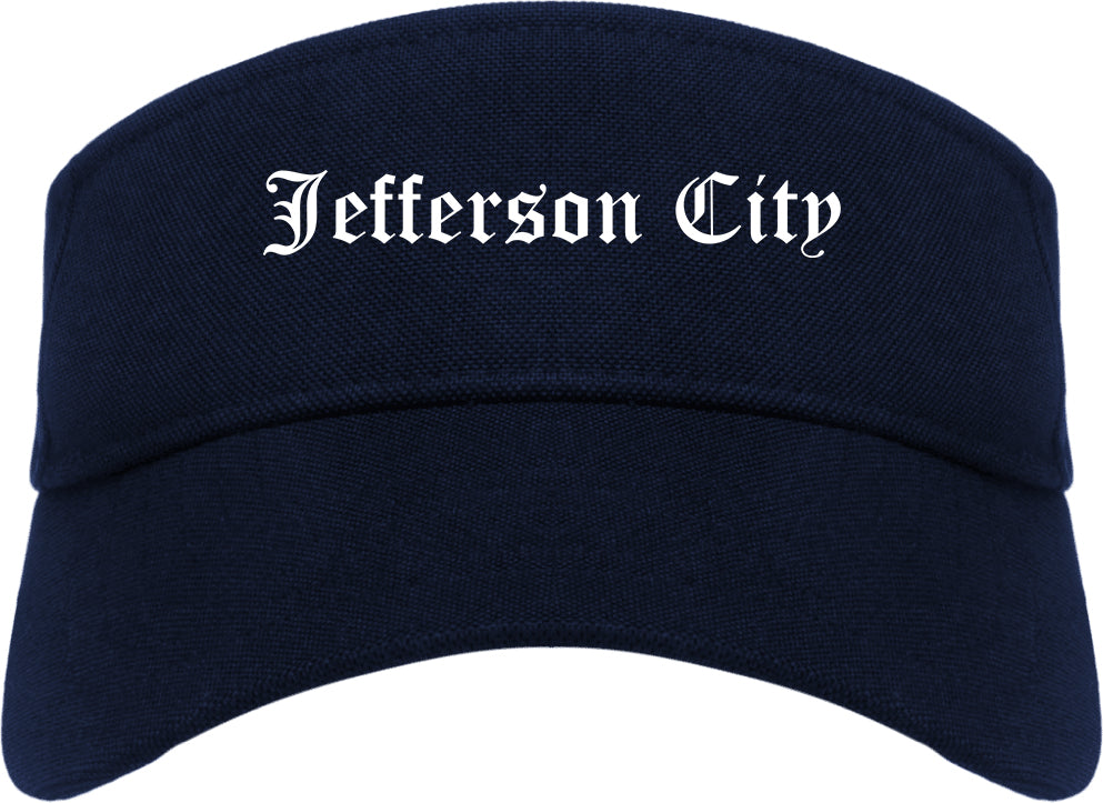 Jefferson City Missouri MO Old English Mens Visor Cap Hat Navy Blue