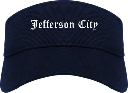 Jefferson City Missouri MO Old English Mens Visor Cap Hat Navy Blue