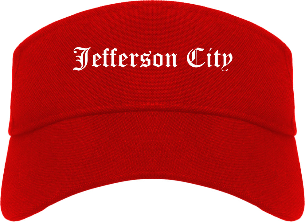 Jefferson City Missouri MO Old English Mens Visor Cap Hat Red