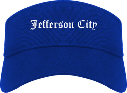 Jefferson City Missouri MO Old English Mens Visor Cap Hat Royal Blue