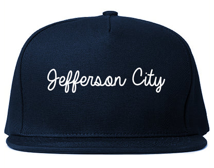 Jefferson City Tennessee TN Script Mens Snapback Hat Navy Blue
