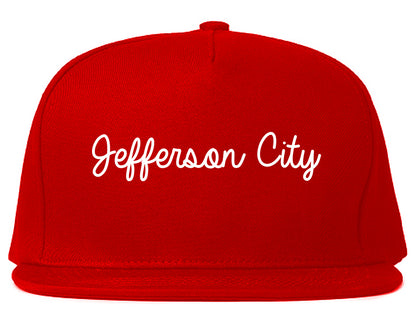 Jefferson City Tennessee TN Script Mens Snapback Hat Red