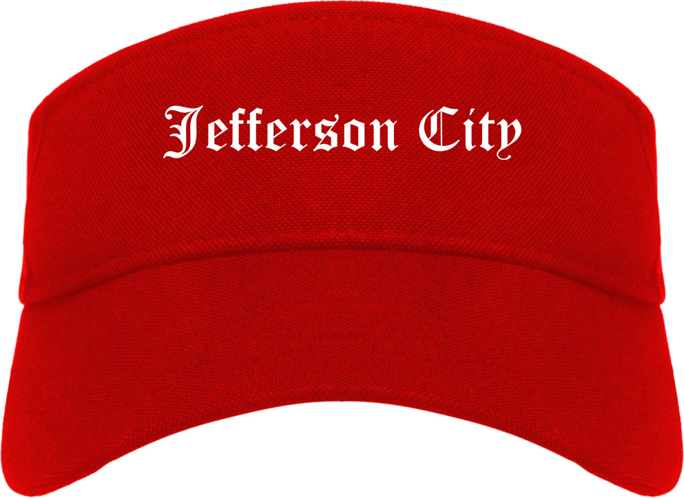 Jefferson City Tennessee TN Old English Mens Visor Cap Hat Red