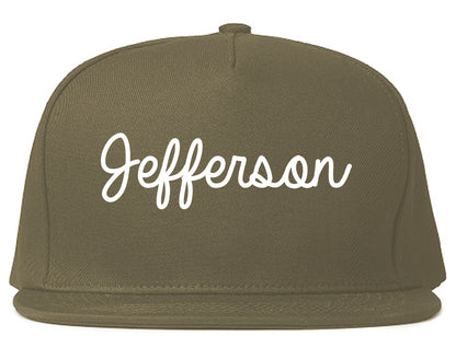 Jefferson Georgia GA Script Mens Snapback Hat Grey