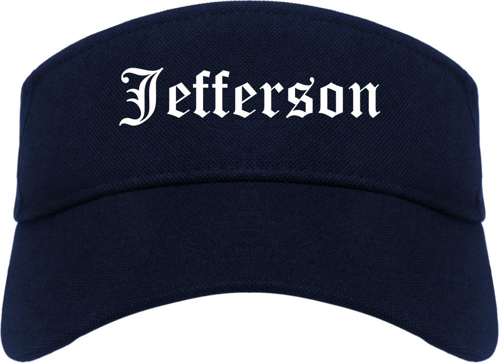Jefferson Georgia GA Old English Mens Visor Cap Hat Navy Blue