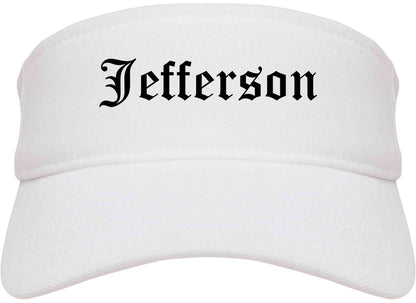 Jefferson Georgia GA Old English Mens Visor Cap Hat White