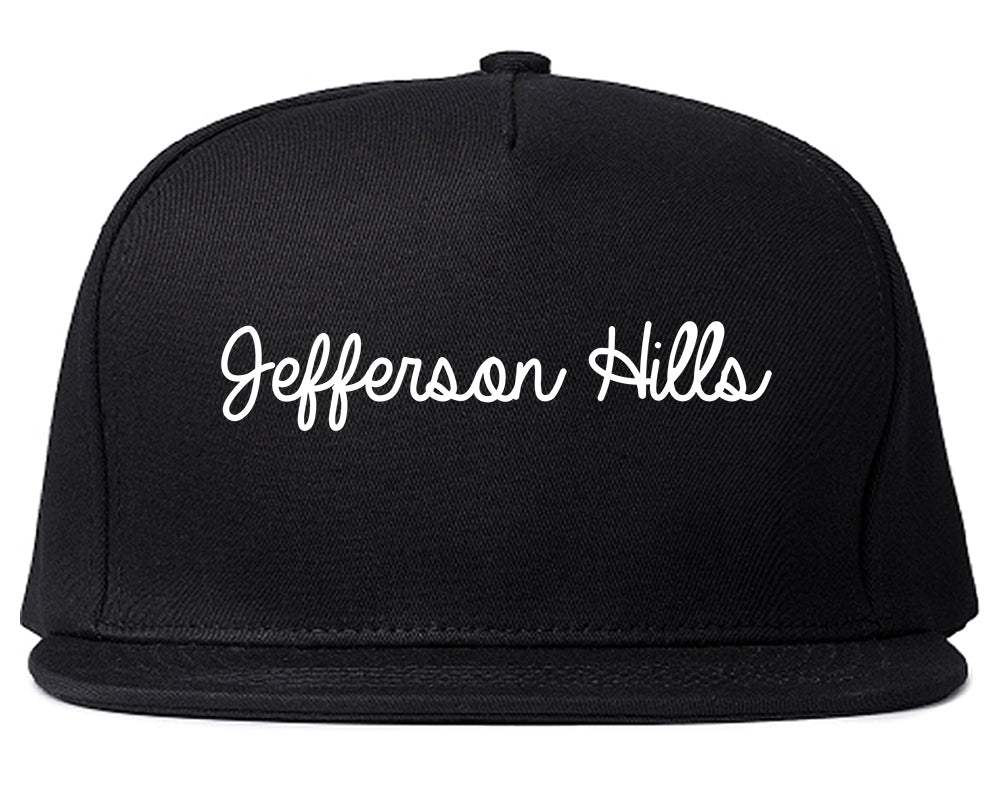 Jefferson Hills Pennsylvania PA Script Mens Snapback Hat Black