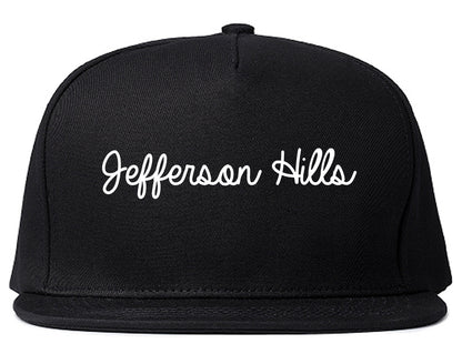 Jefferson Hills Pennsylvania PA Script Mens Snapback Hat Black