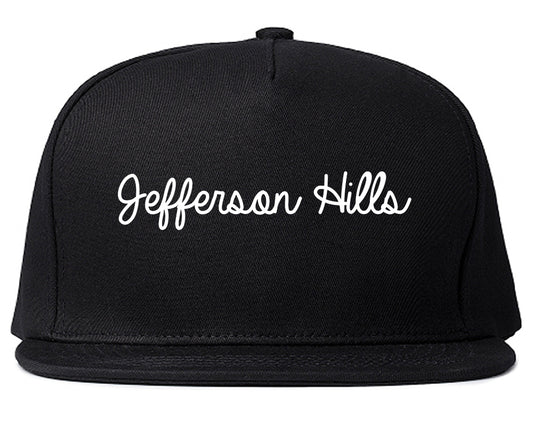 Jefferson Hills Pennsylvania PA Script Mens Snapback Hat Black