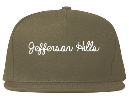 Jefferson Hills Pennsylvania PA Script Mens Snapback Hat Grey
