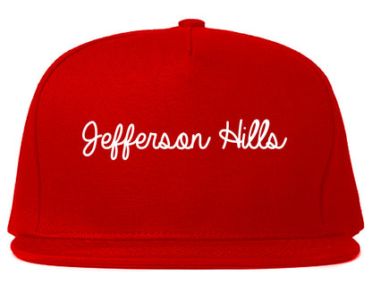 Jefferson Hills Pennsylvania PA Script Mens Snapback Hat Red