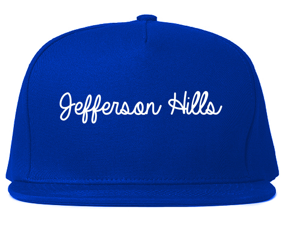 Jefferson Hills Pennsylvania PA Script Mens Snapback Hat Royal Blue