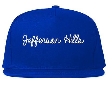 Jefferson Hills Pennsylvania PA Script Mens Snapback Hat Royal Blue