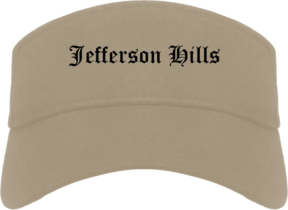 Jefferson Hills Pennsylvania PA Old English Mens Visor Cap Hat Khaki
