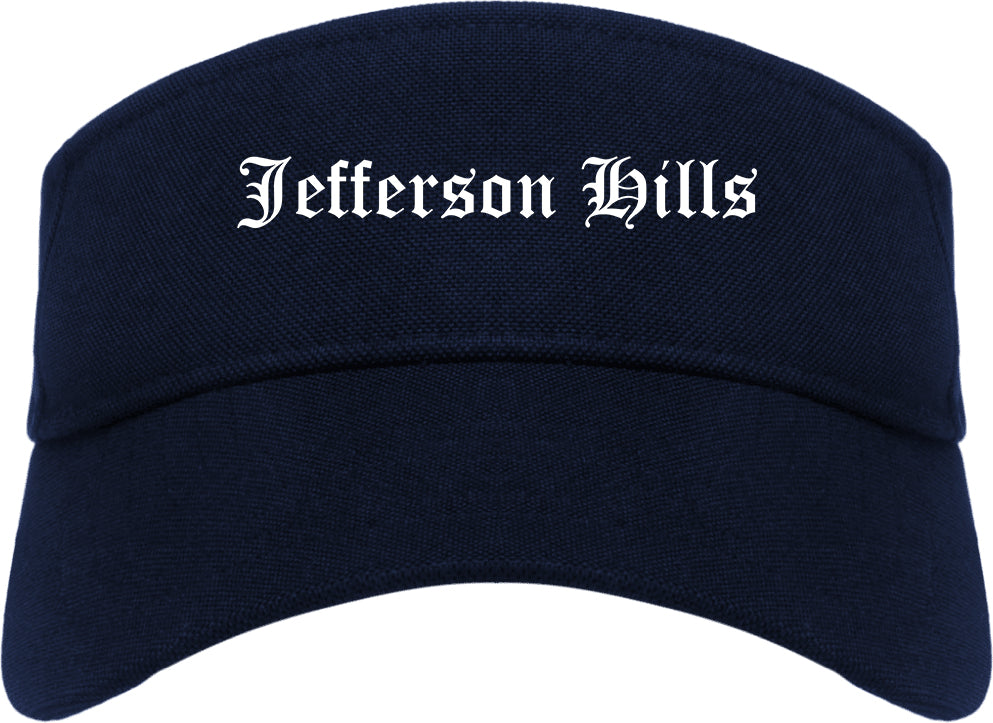 Jefferson Hills Pennsylvania PA Old English Mens Visor Cap Hat Navy Blue