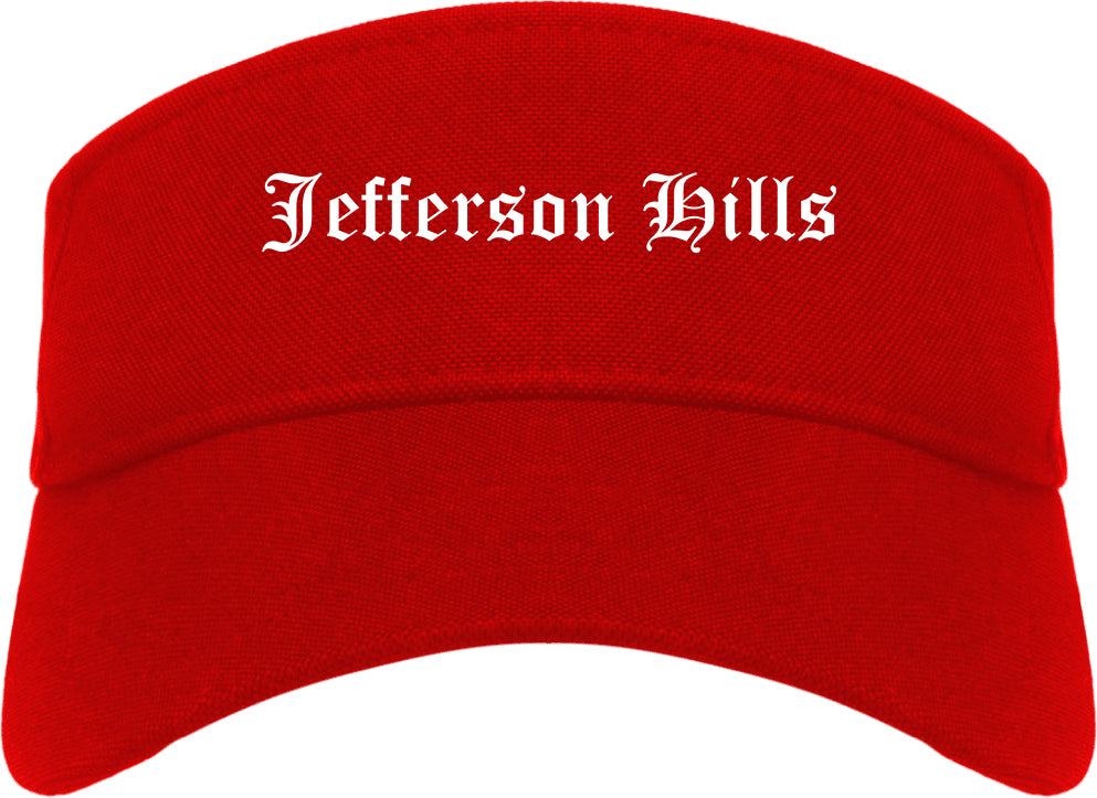 Jefferson Hills Pennsylvania PA Old English Mens Visor Cap Hat Red
