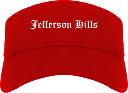 Jefferson Hills Pennsylvania PA Old English Mens Visor Cap Hat Red