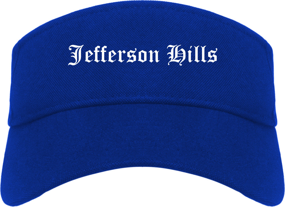 Jefferson Hills Pennsylvania PA Old English Mens Visor Cap Hat Royal Blue