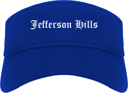 Jefferson Hills Pennsylvania PA Old English Mens Visor Cap Hat Royal Blue