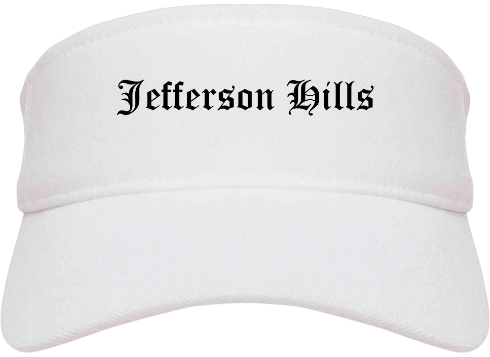 Jefferson Hills Pennsylvania PA Old English Mens Visor Cap Hat White