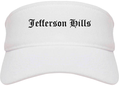 Jefferson Hills Pennsylvania PA Old English Mens Visor Cap Hat White