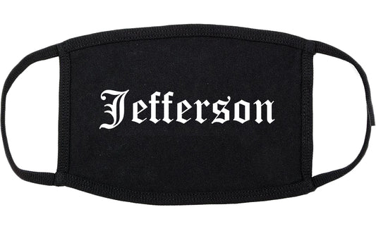 Jefferson Wisconsin WI Old English Cotton Face Mask Black