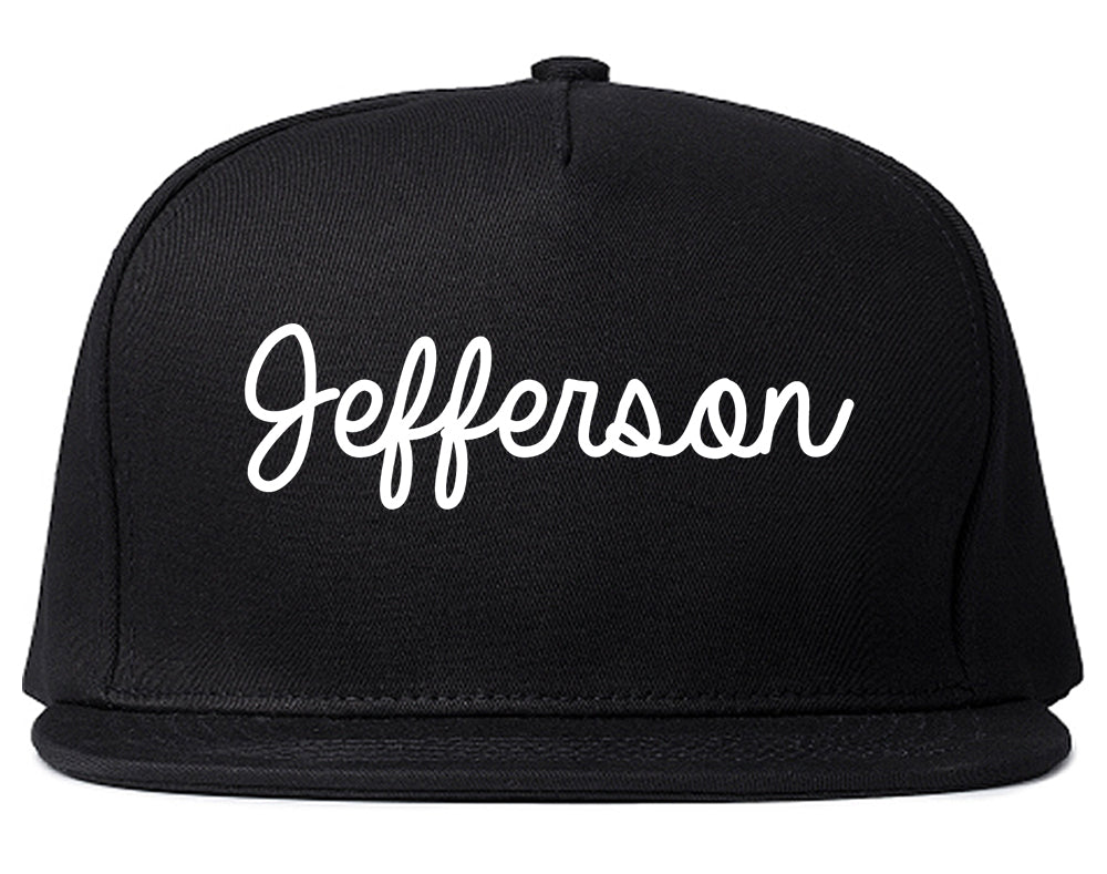 Jefferson Wisconsin WI Script Mens Snapback Hat Black