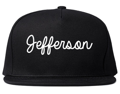 Jefferson Wisconsin WI Script Mens Snapback Hat Black