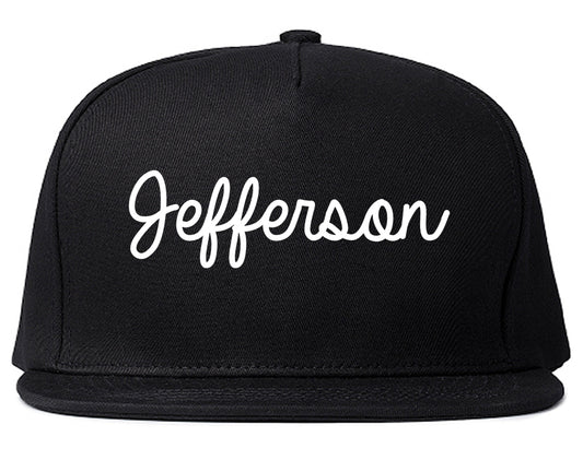 Jefferson Wisconsin WI Script Mens Snapback Hat Black