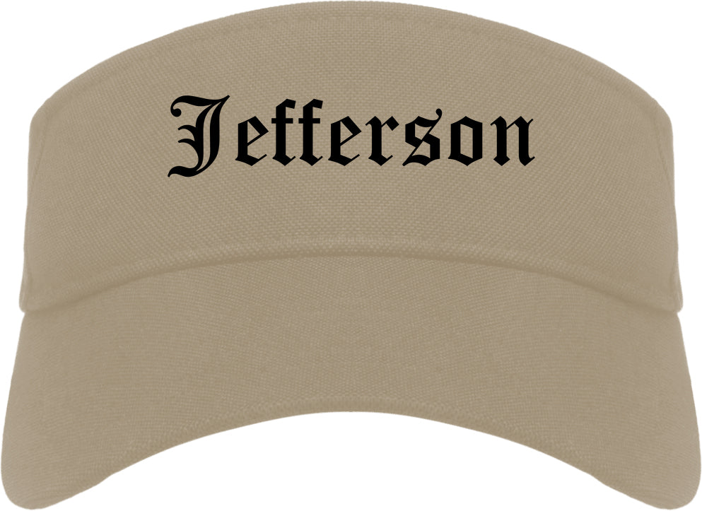 Jefferson Wisconsin WI Old English Mens Visor Cap Hat Khaki