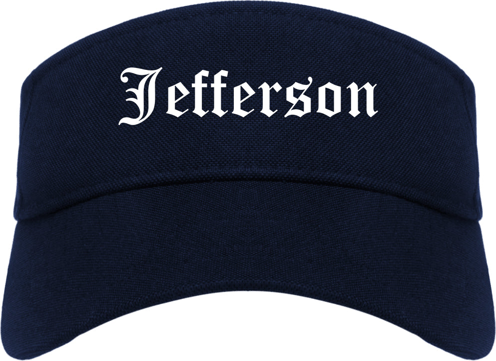 Jefferson Wisconsin WI Old English Mens Visor Cap Hat Navy Blue
