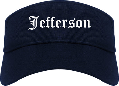 Jefferson Wisconsin WI Old English Mens Visor Cap Hat Navy Blue
